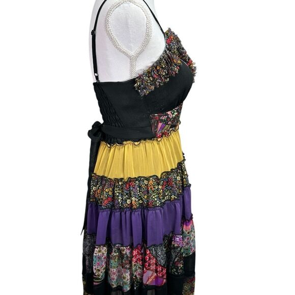 Lulumari Size S Colorful Patchwork Boho Women's Dress - Picture 3 of 11